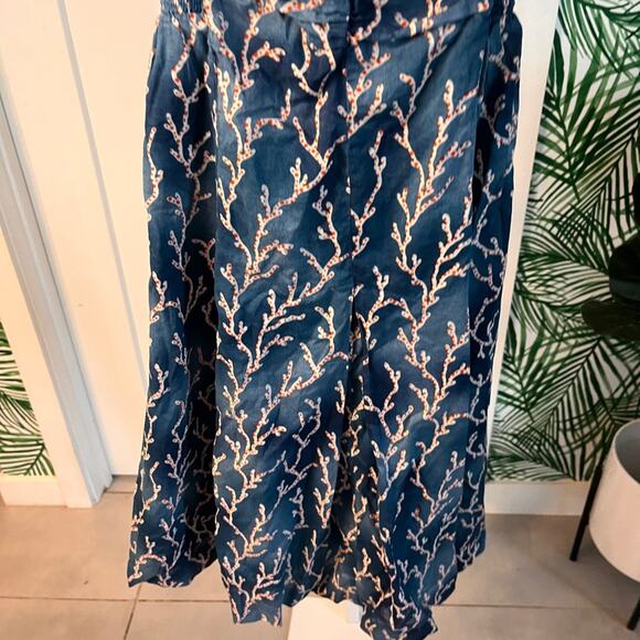 Anthropologie HD in Paris Blue Acropora Coral Print Fit and Flare Dress Size 00 - Picture 4 of 12